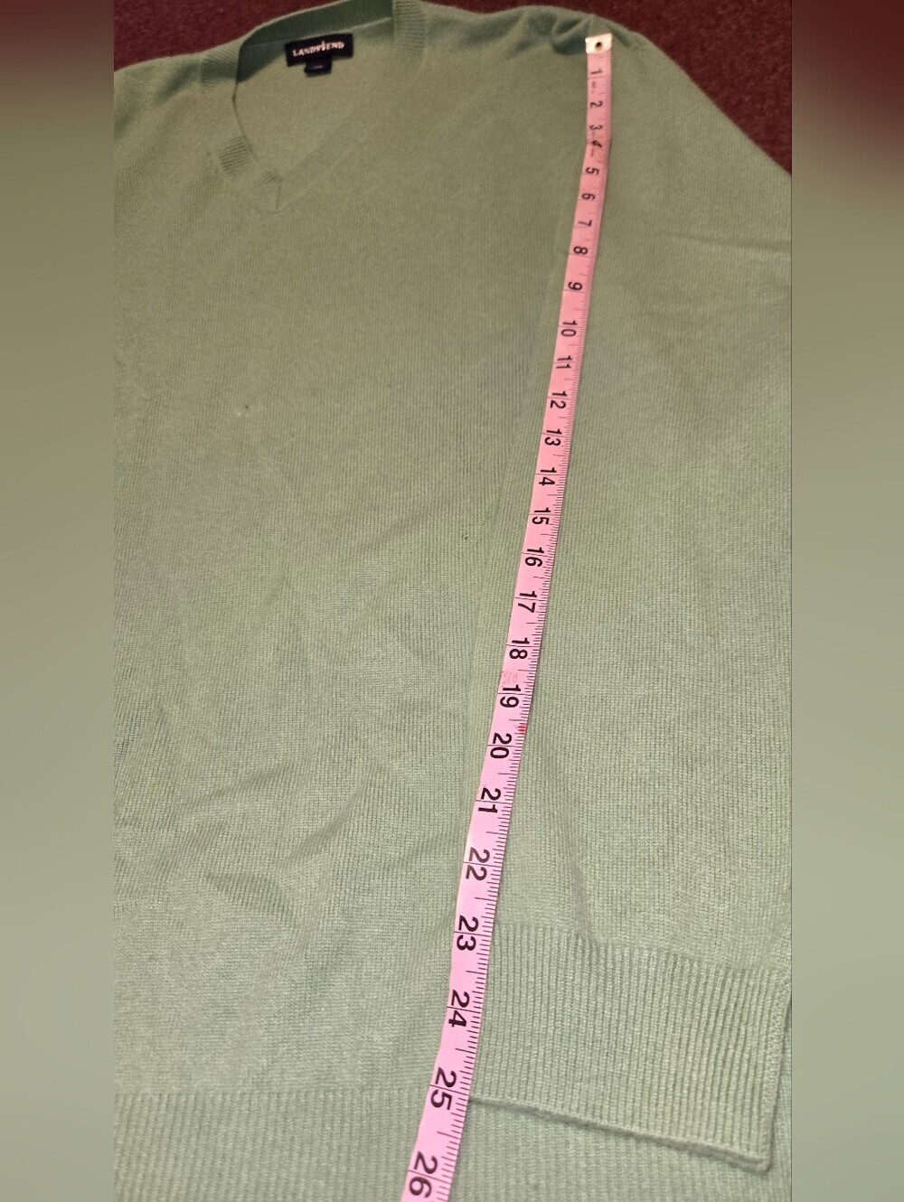 Men's Lands End Cashmere VNeck XXL small Holes On Front See Pics - Picture 6 of 9